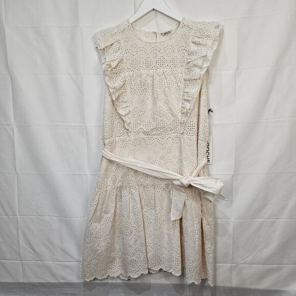St. Roche Eyelet Cream Sleeveless Summer Linen Dress Size 10 - Picture 1 of 10